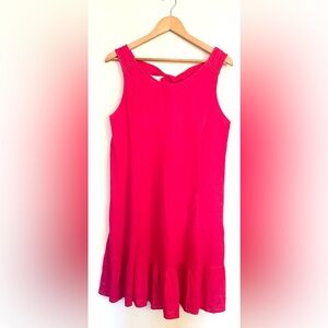Terzo Millenio  Pink Sleeveless Dress Sz Medium 100% Linen Made Italy Ruffle